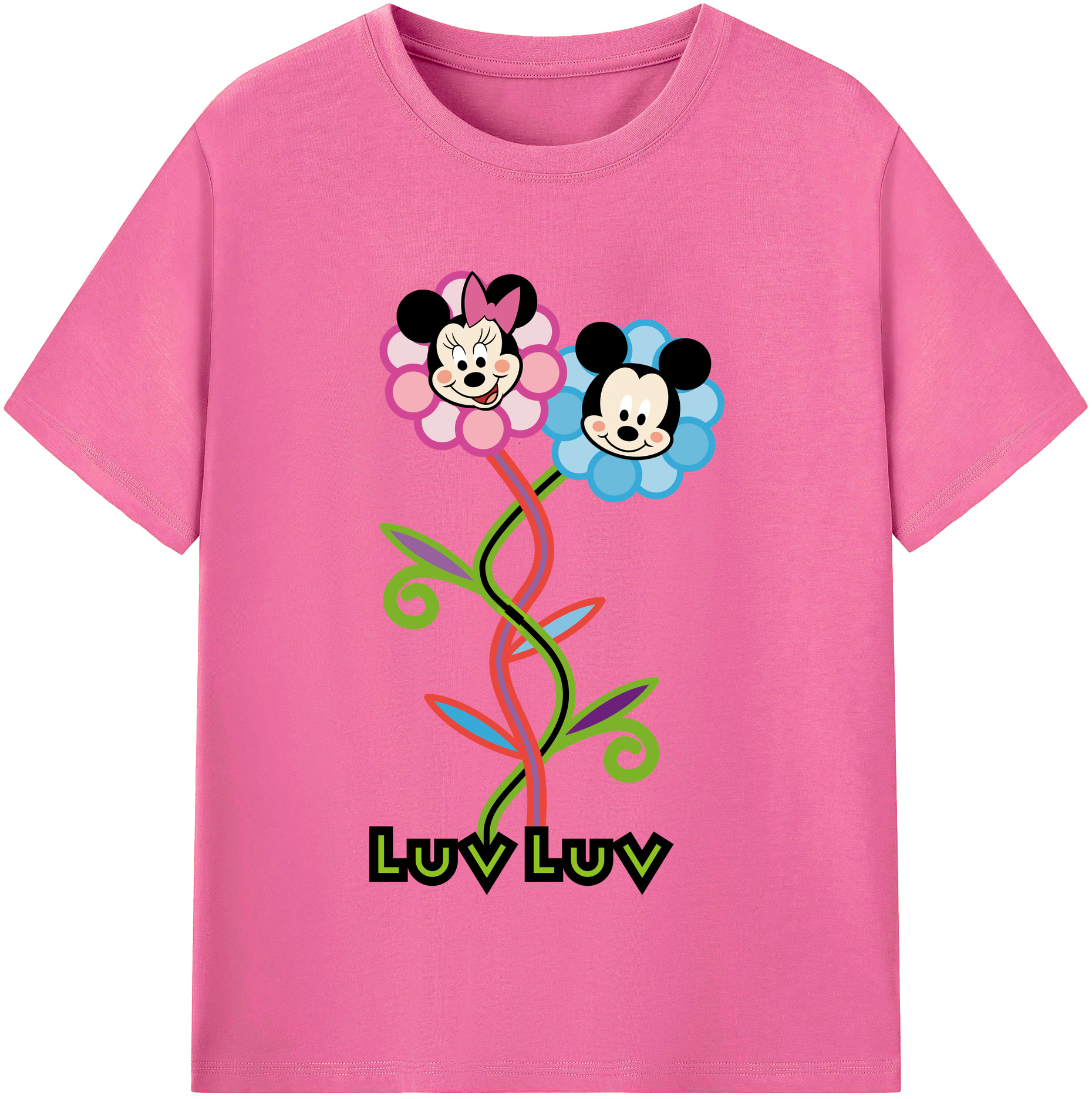 （画像用） ミッキーマウス Mickey Mouse レディースカジュアルプリントTシャツ（綿100％）